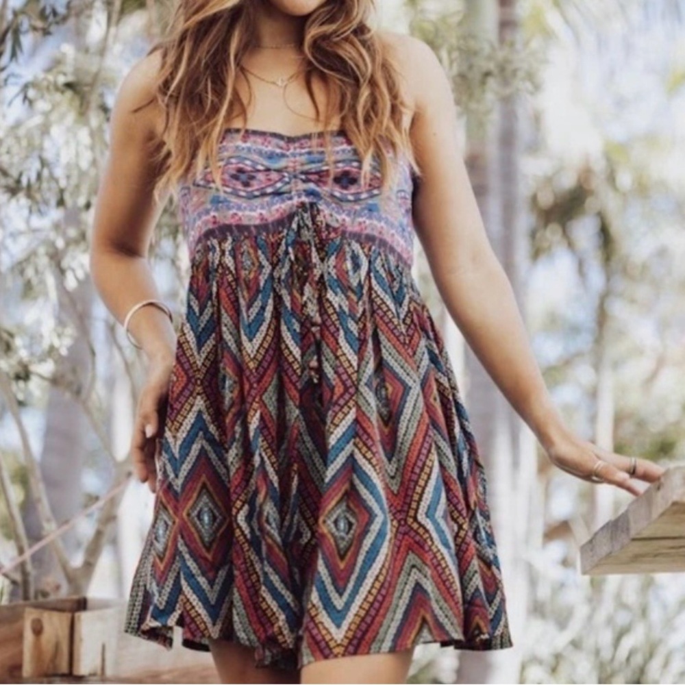 Free People Multicolor Strapless Printed Romper